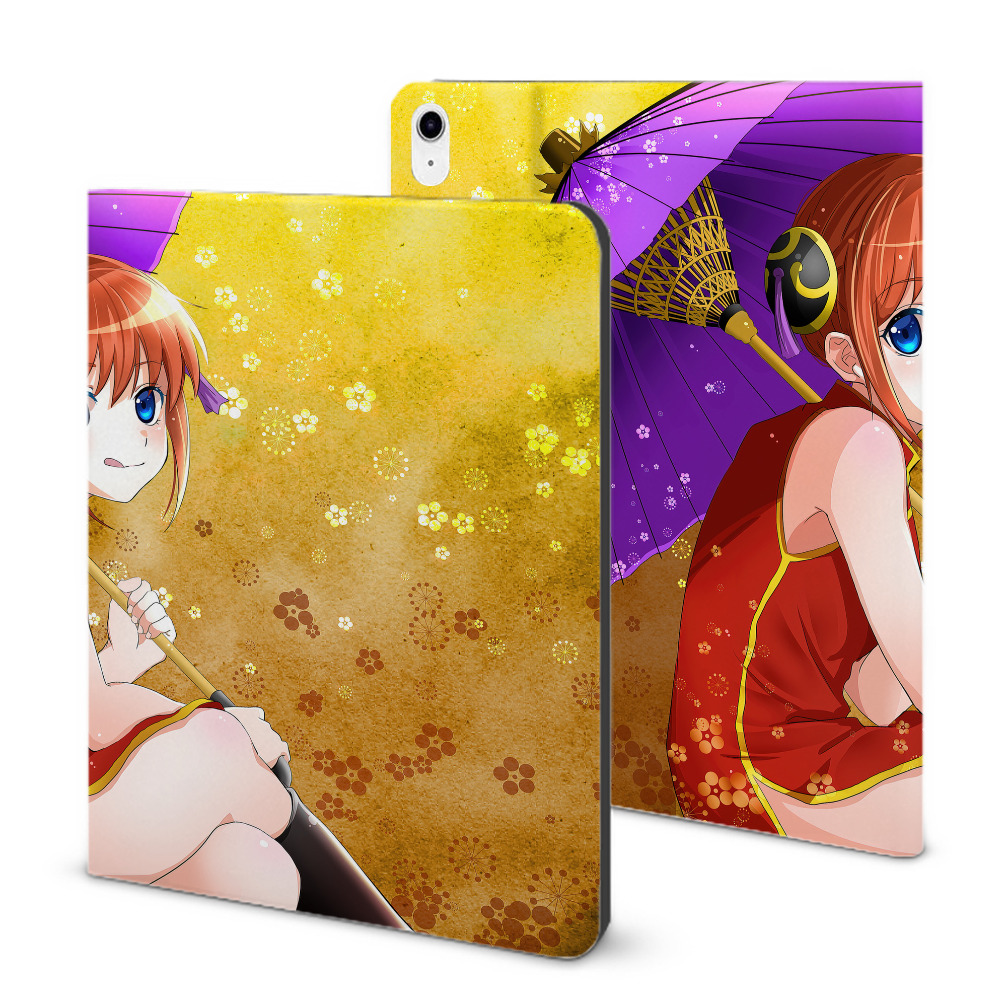 （画像用） ぎんたま 坂田銀時（さかたぎんとき） 神楽 志村新八（しむら しんぱち） GINTAMA Sakata Gintoki Kagura Shimura Shinpachi IPad ケース ブック型 PUレザー TPU 耐衝撃 軽量 薄型 ペン収納なし 全面保護 IPad 各モデル対応